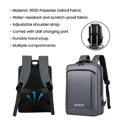 15.6" WOLLY Laptop Backpack with External USB Port 10